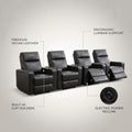 33.1'' Wide Modern Faux Leather Power Reclining Home Theater Individual Seat with Cup Holders (Set of 4)