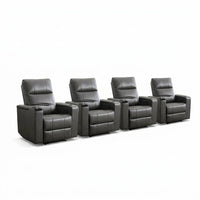 33.1'' Wide Modern Faux Leather Power Reclining Home Theater Individual Seat with Cup Holders (Set of 4) — Studio Shot