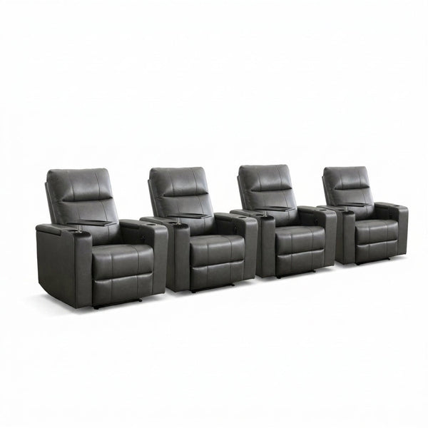 33.1'' Wide Modern Faux Leather Power Reclining Home Theater Individual Seat with Cup Holders (Set of 4)