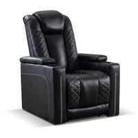 35.4'' Wide Modern Faux Leather Power Recliner Home Theater Individual Seat with Cup Holders — Studio Shot