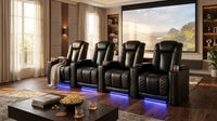 35.4'' Wide Modern Faux Leather Power Recliner Home Theater Individual Seat with Cup Holders — Lifestyle